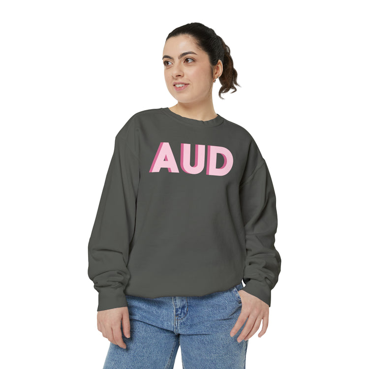 pink AUD audiology comfort colors crewneck