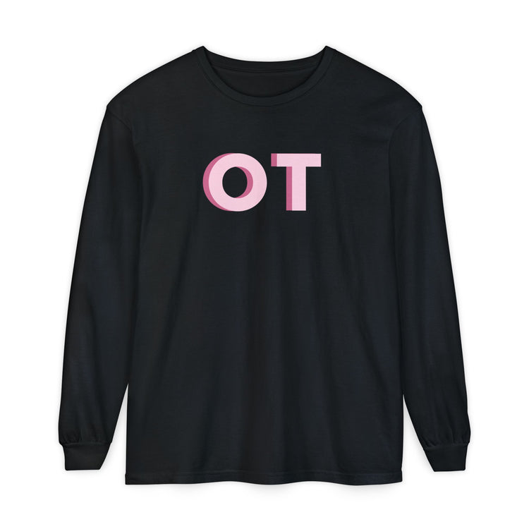 pink block OT comfort colors long sleeve tee