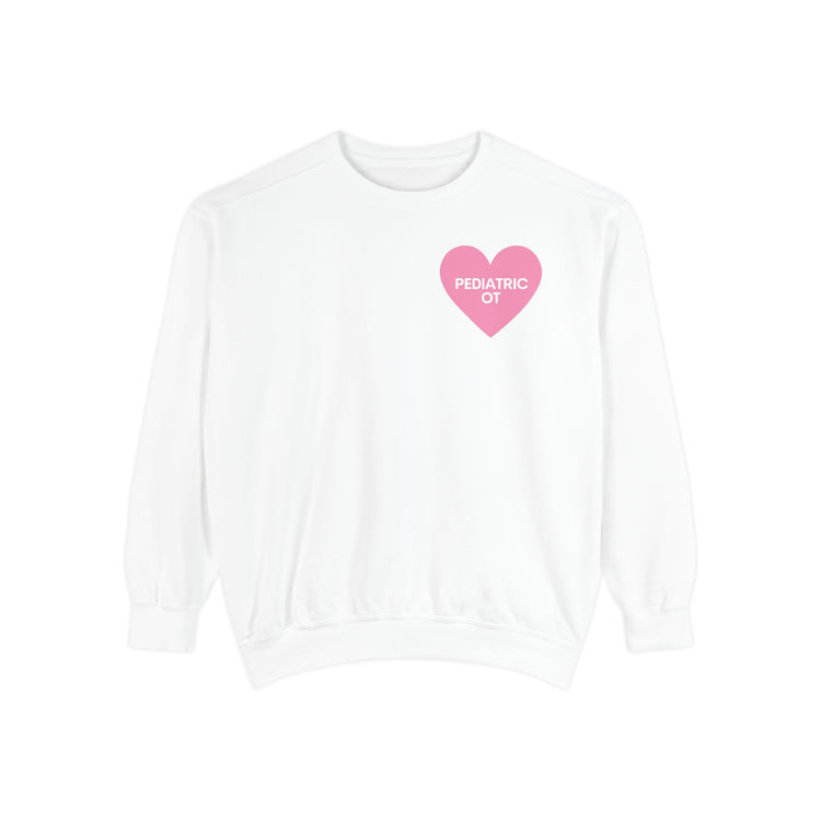 pediatric OT heart comfort colors crewneck