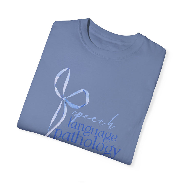 blue bow speech language pathology comfort colors tee