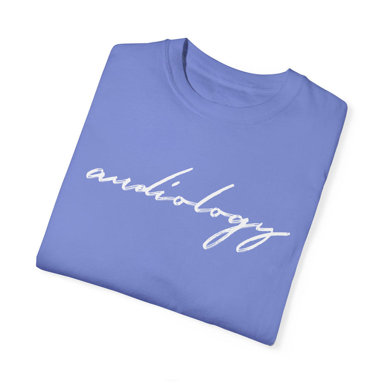 simple cursive audiology comfort colors tee