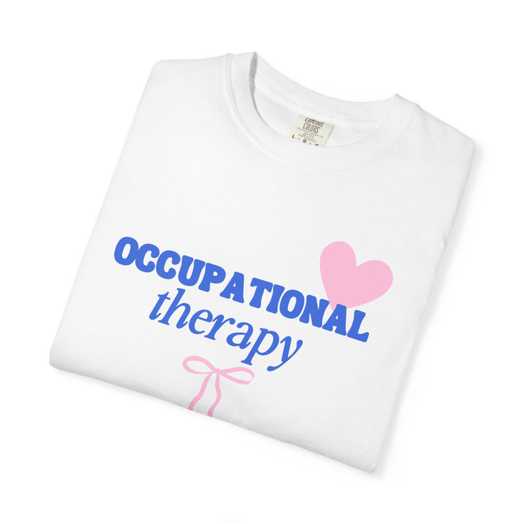 OT heart + bow comfort colors tee
