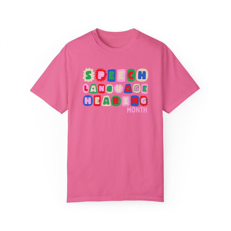 NSLHM block letters comfort colors tee