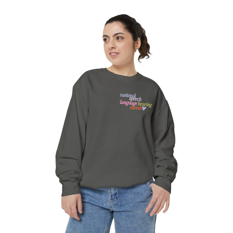 NSLHM heart colorful comfort colors crewneck