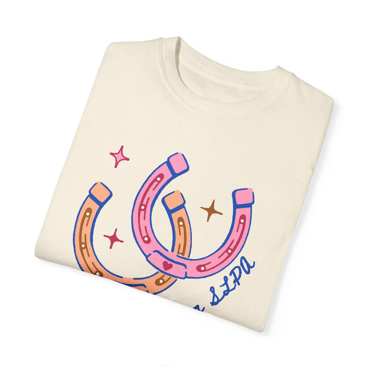 horseshoe lucky to be an SLPA comfort colors tee