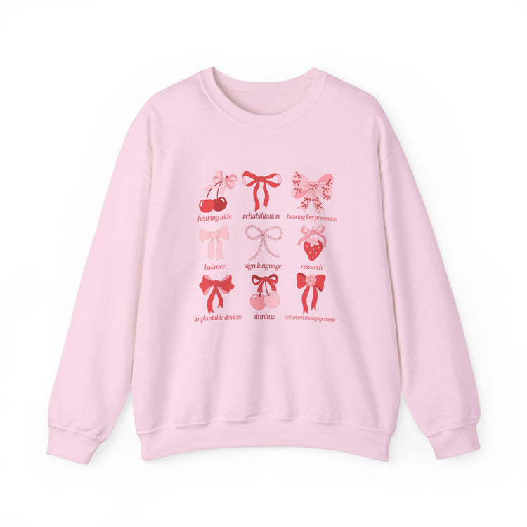 audiology scope cherry bow crewneck