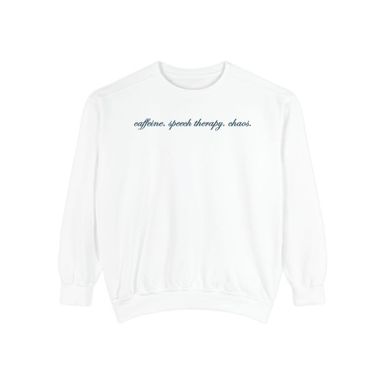 caffeine speech chaos comfort colors crewneck