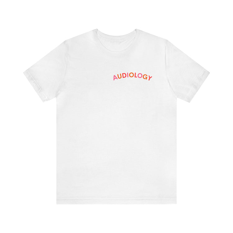 colorful audiology arch short sleeve tee