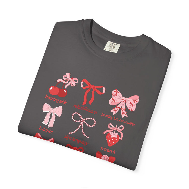 audiology scope cherry bow comfort colors tee