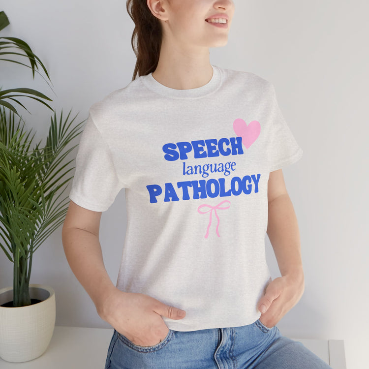 speech language pathology bow + heart short sleeve tee