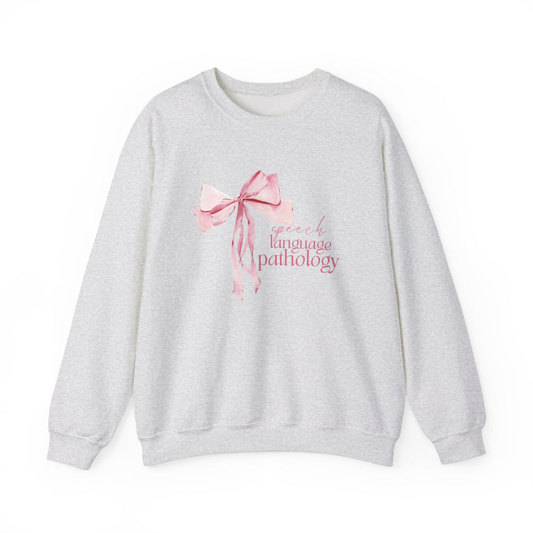 pink bow speech language pathology crewneck