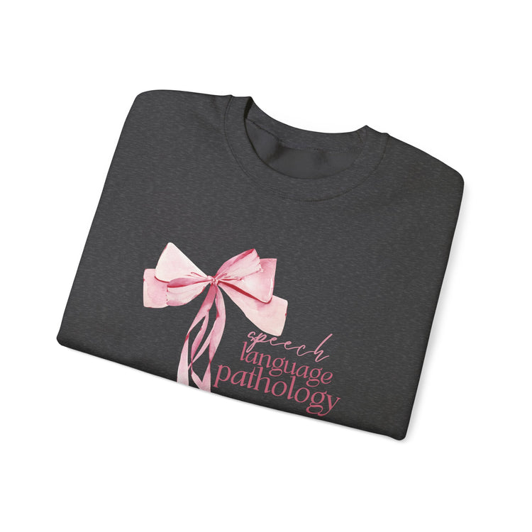 pink bow speech language pathology crewneck