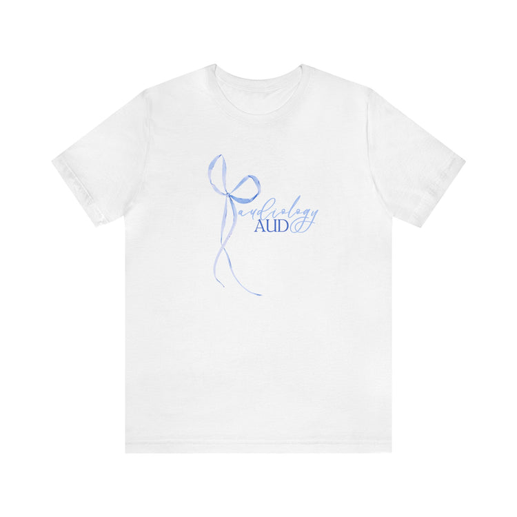 blue bow audiology short sleeve tee