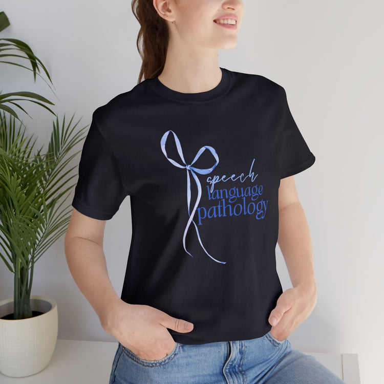 blue bow speech language pathology short sleeve tee