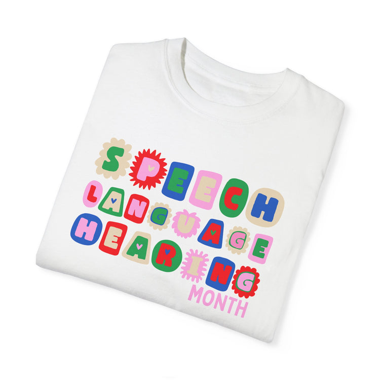 NSLHM block letters comfort colors tee