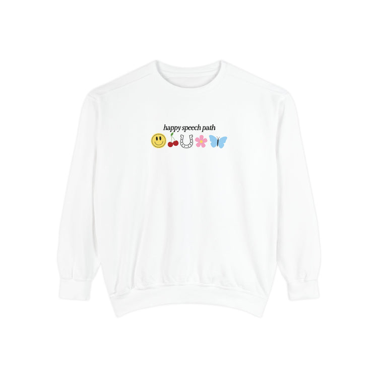 happy speech path comfort colors crewneck