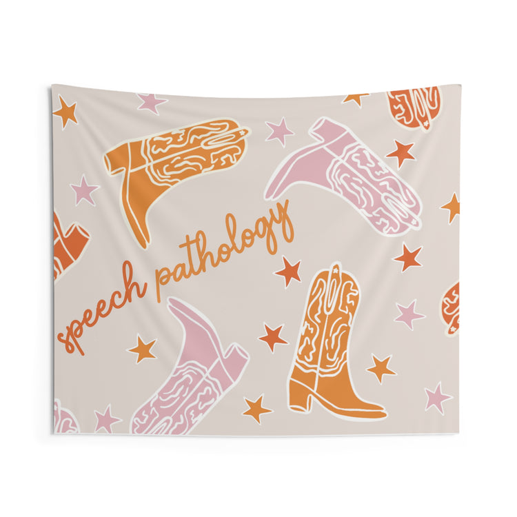 speech pathology boots wall tapestry