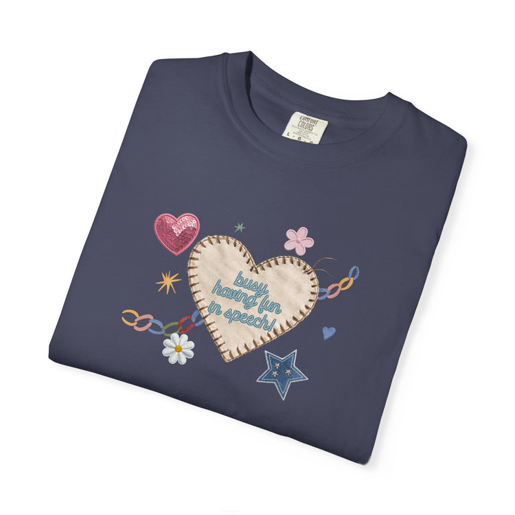 busy having fun patches comfort colors tee