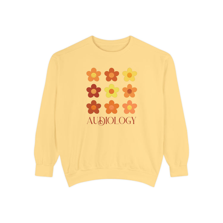 audiology fall flowers comfort colors crewneck