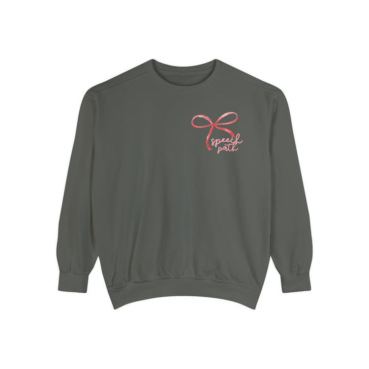 everyone deserves a voice red bow comfort colors crewneck