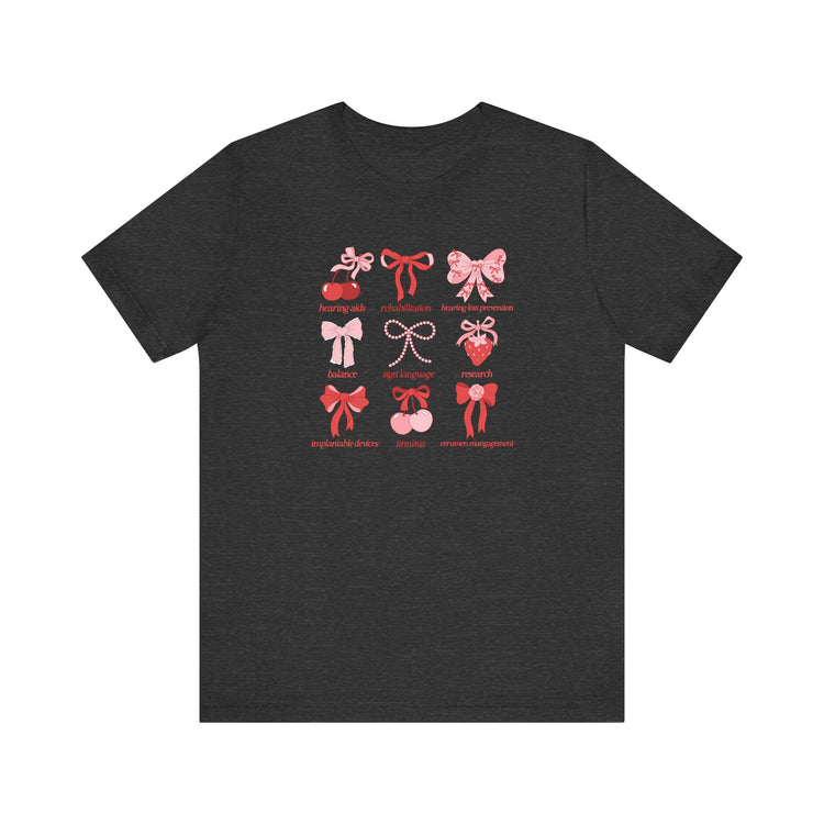 audiology scope cherry bow short sleeve tee