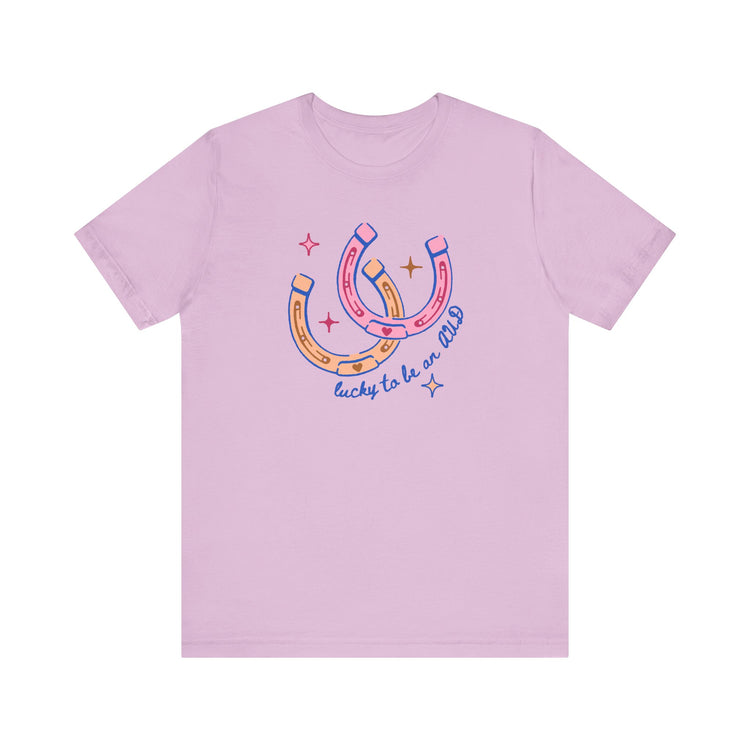 lucky to be an AUD horseshoe short sleeve tee