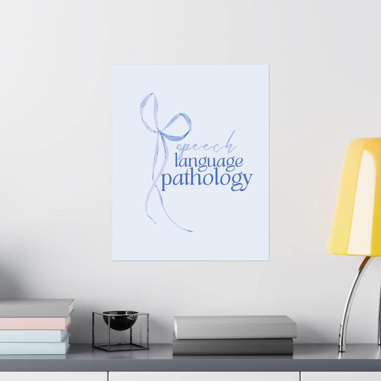 blue bow speech language pathology wall poster