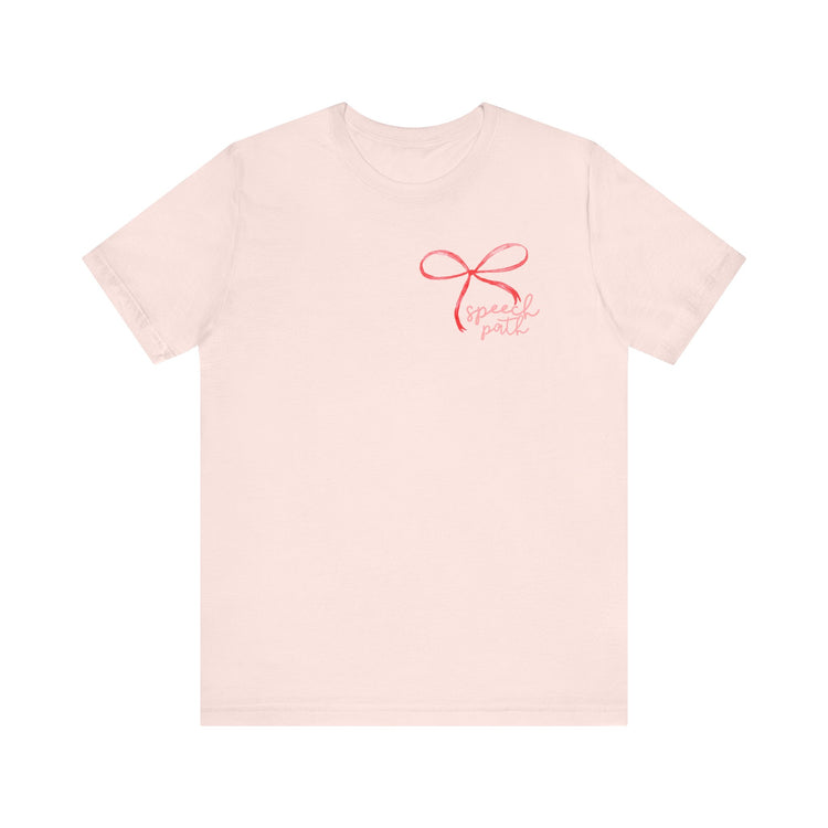 everyone deserves a voice red bow short sleeve tee