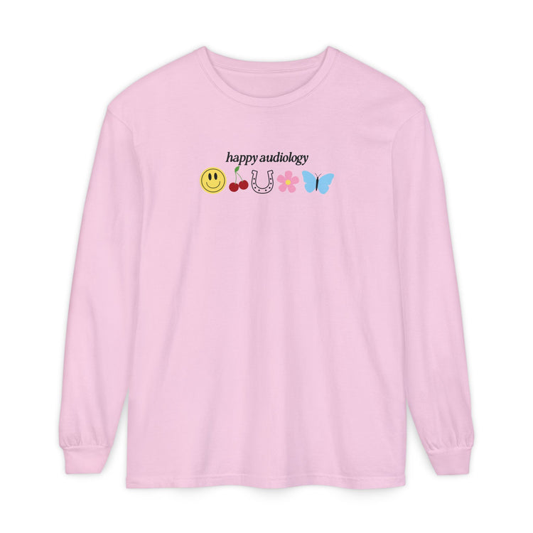 happy audiology comfort colors long sleeve tee