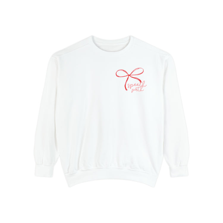everyone deserves a voice red bow comfort colors crewneck