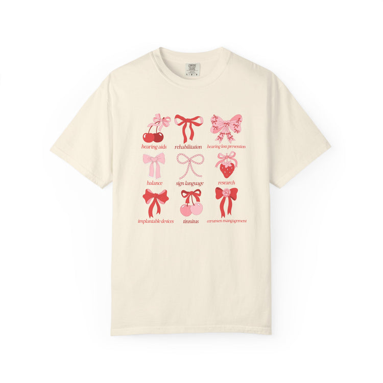audiology scope cherry bow comfort colors tee
