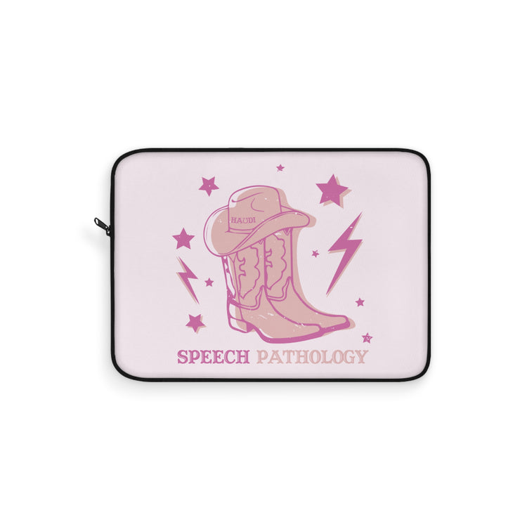 pink howdy speech pathology boots laptop sleeve