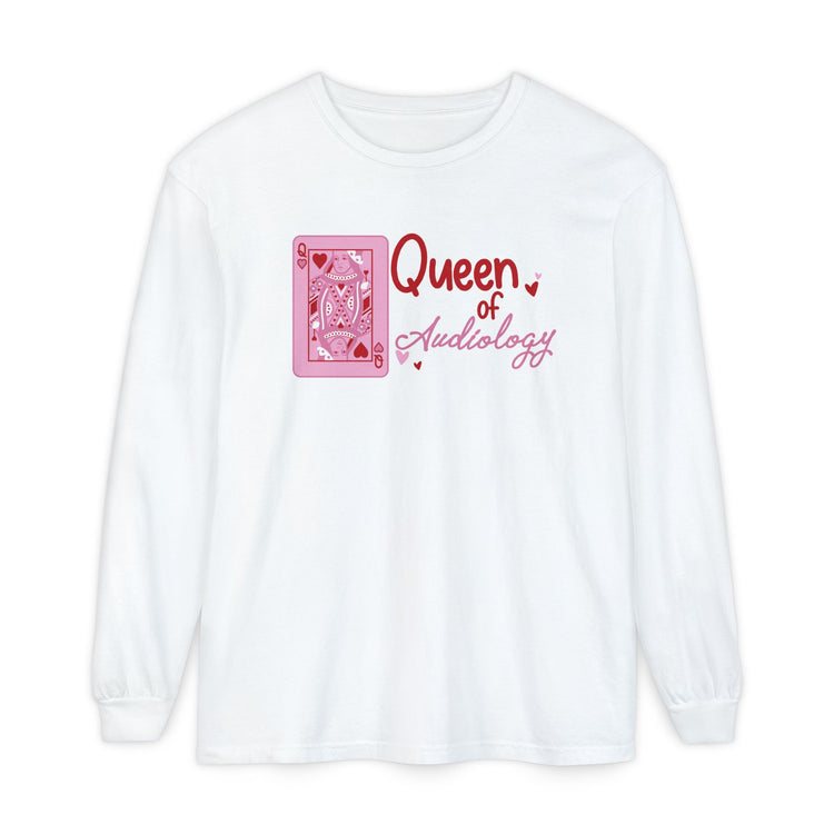 queen of audiology comfort colors long sleeve tee
