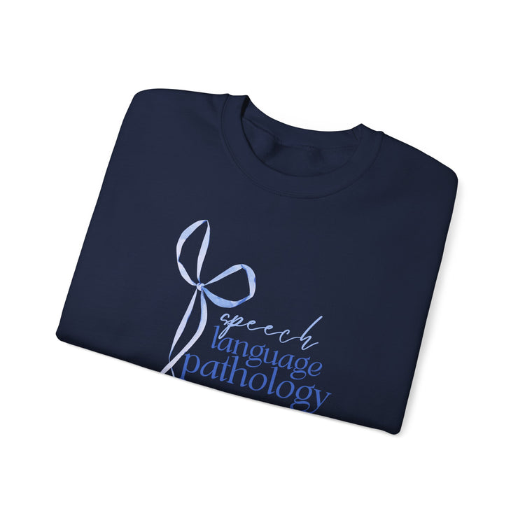 blue bow speech language pathology crewneck