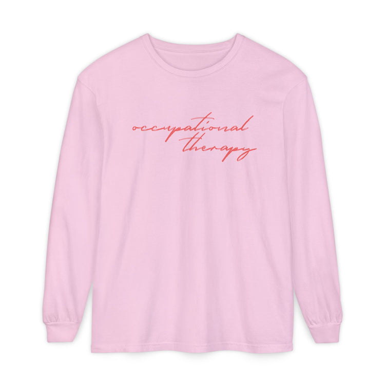 OT red cursive comfort colors long sleeve tee