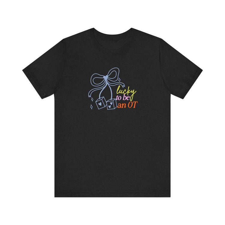 lucky to be an OT dice bow short sleeve tee
