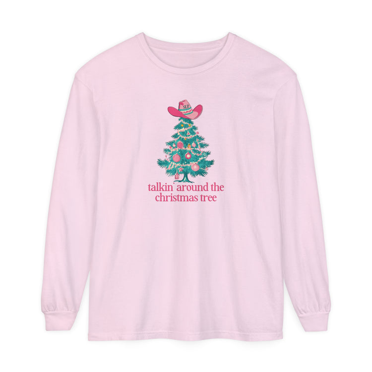 talkin' around the christmas tree comfort colors long sleeve tee