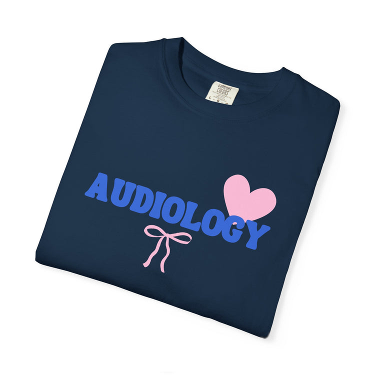 audiology heart + bow comfort colors tee