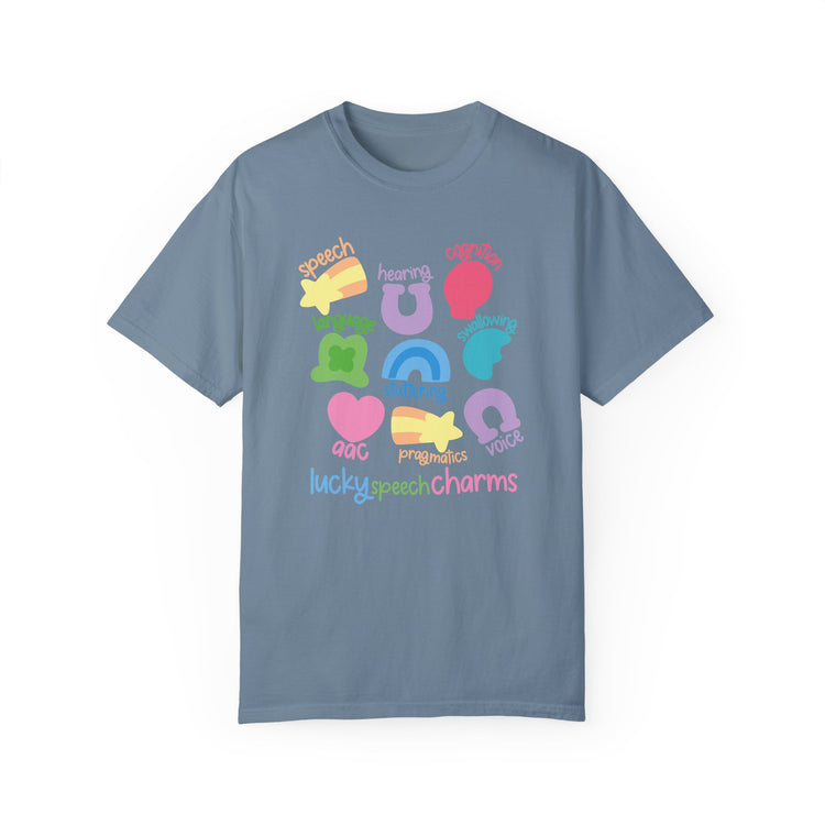 lucky speech charms comfort colors tee