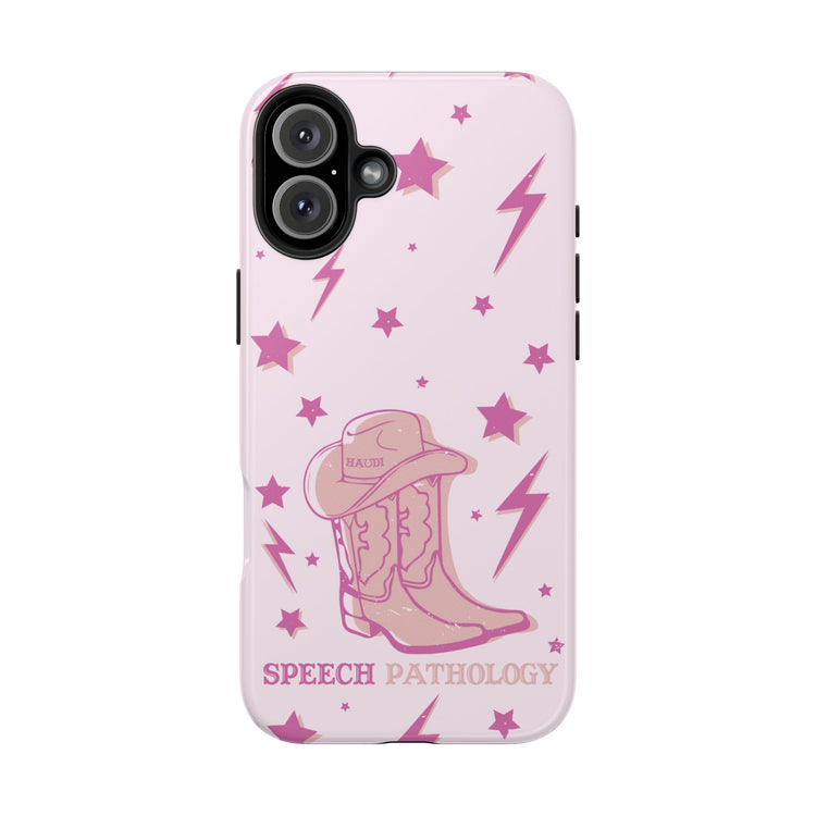 speech pathology cowboy boots howdy iPhone case