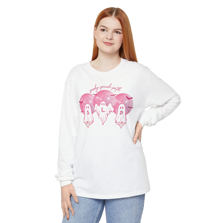 spooky disco ghosts slp comfort colors long sleeve tee