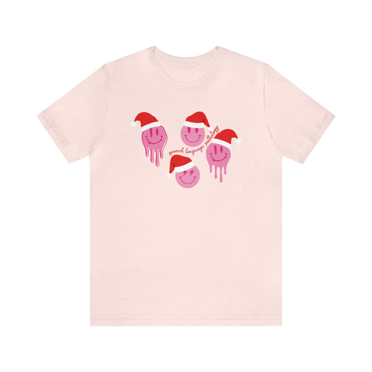 smiley santa hat speech pathology short sleeve tee