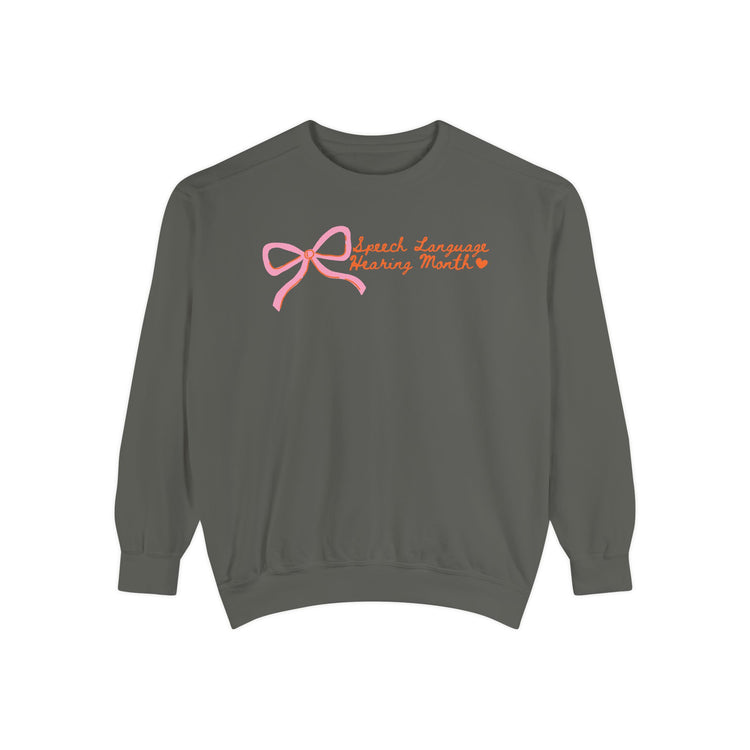 NSLHM pink bow comfort colors crewneck