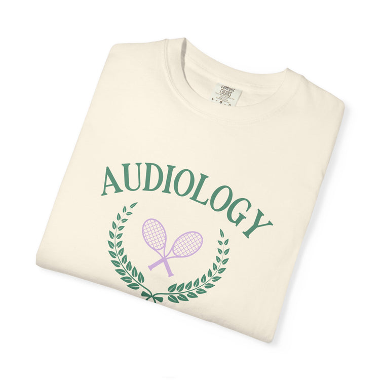 audiology tennis crest comfort colors tee