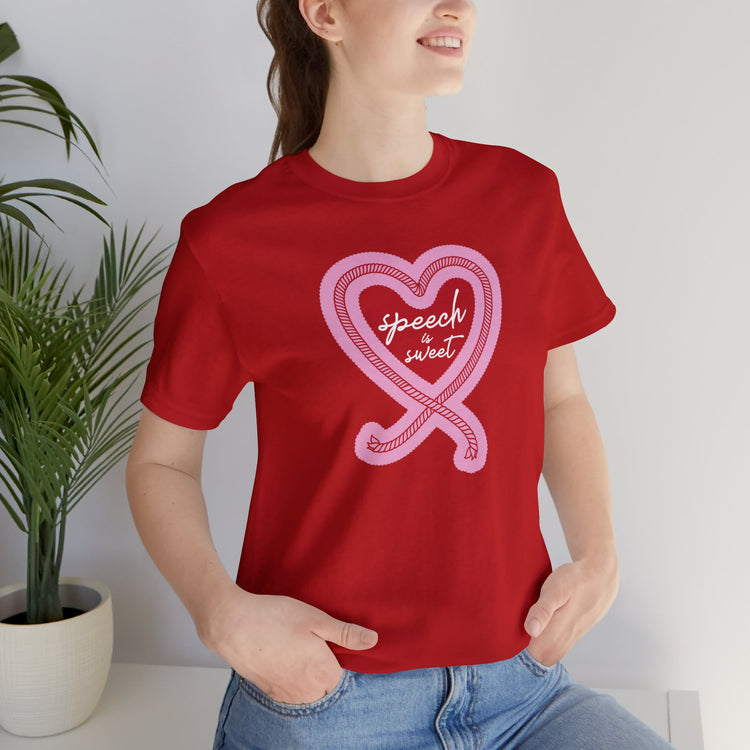 speech is sweet rope heart short sleeve tee