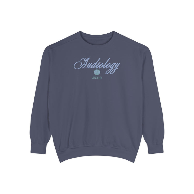 audiology clam est. 1946 comfort colors crewneck