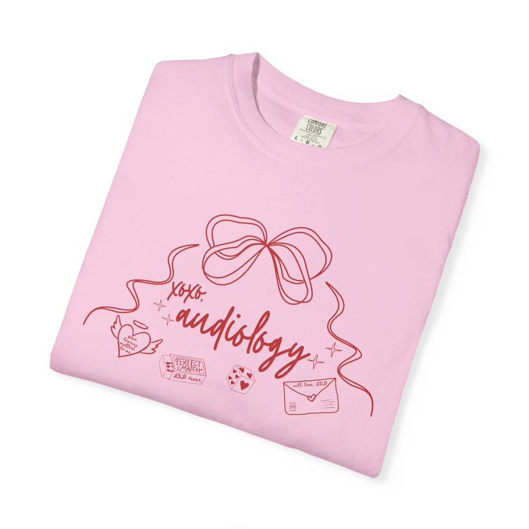 xoxo audiology bow comfort colors tee