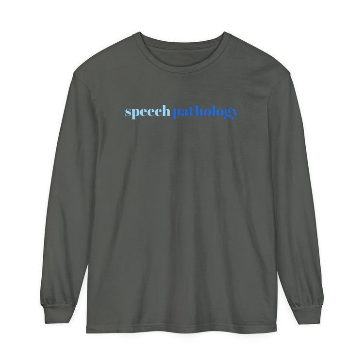 simple speech pathology blue comfort colors long sleeve tee