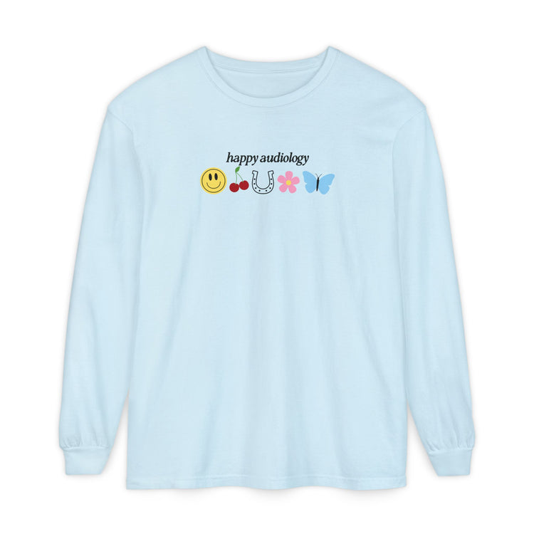 happy audiology comfort colors long sleeve tee