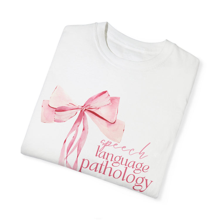 pink bow speech language pathology comfort colors tee
